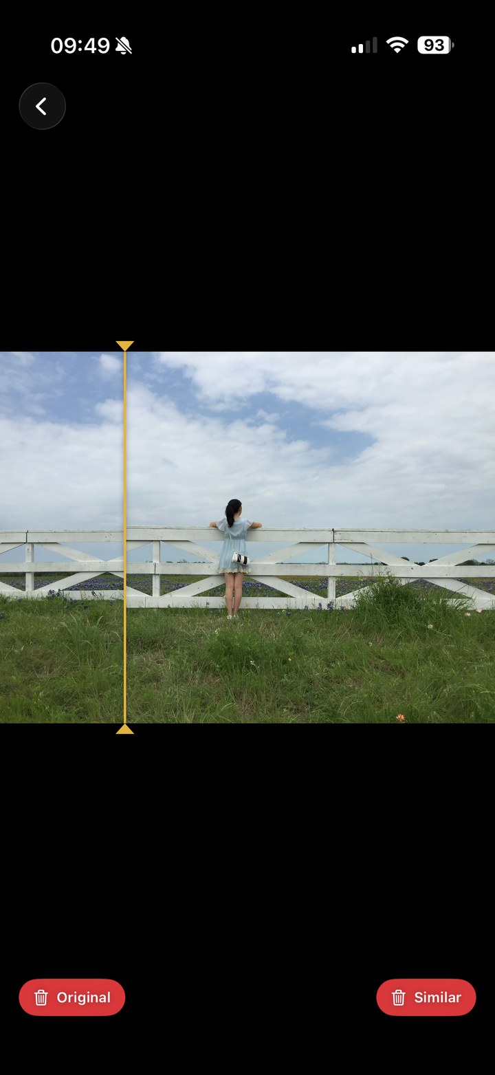Comparing two near-duplicate shots with a reveal slider to keep the better one